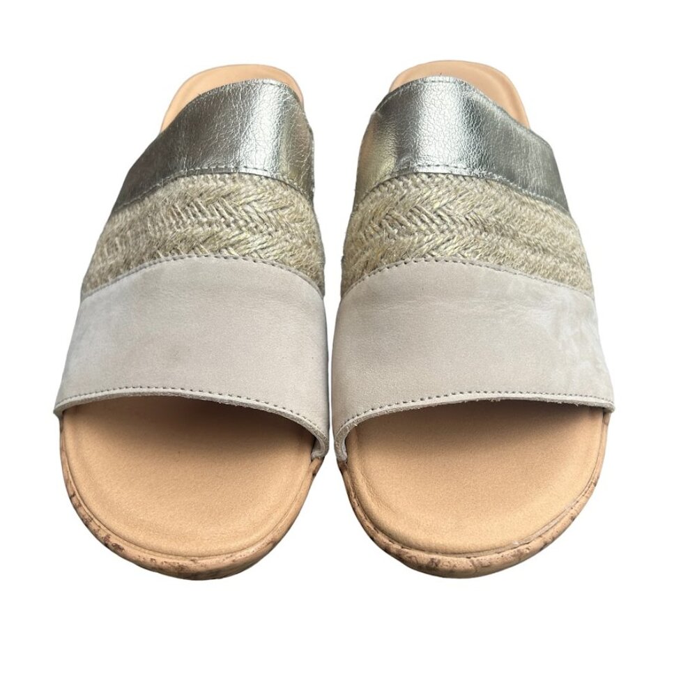NAOT Tiki Platform Wedge Slide Comfort Leather Mule Sandal Gold Size 40 Boho - Picture 4 of 7